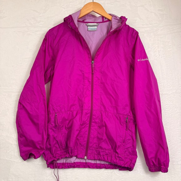 Columbia Jackets & Blazers - Columbia Womens Switchback II Magenta Pink Hooded Windbreaker Jacket Small‎